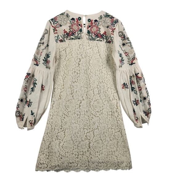 Anthropologie Let Me Be Victoria WMNS Lace Embroidered Mini Dress S Ivory NWT - Picture 2 of 16